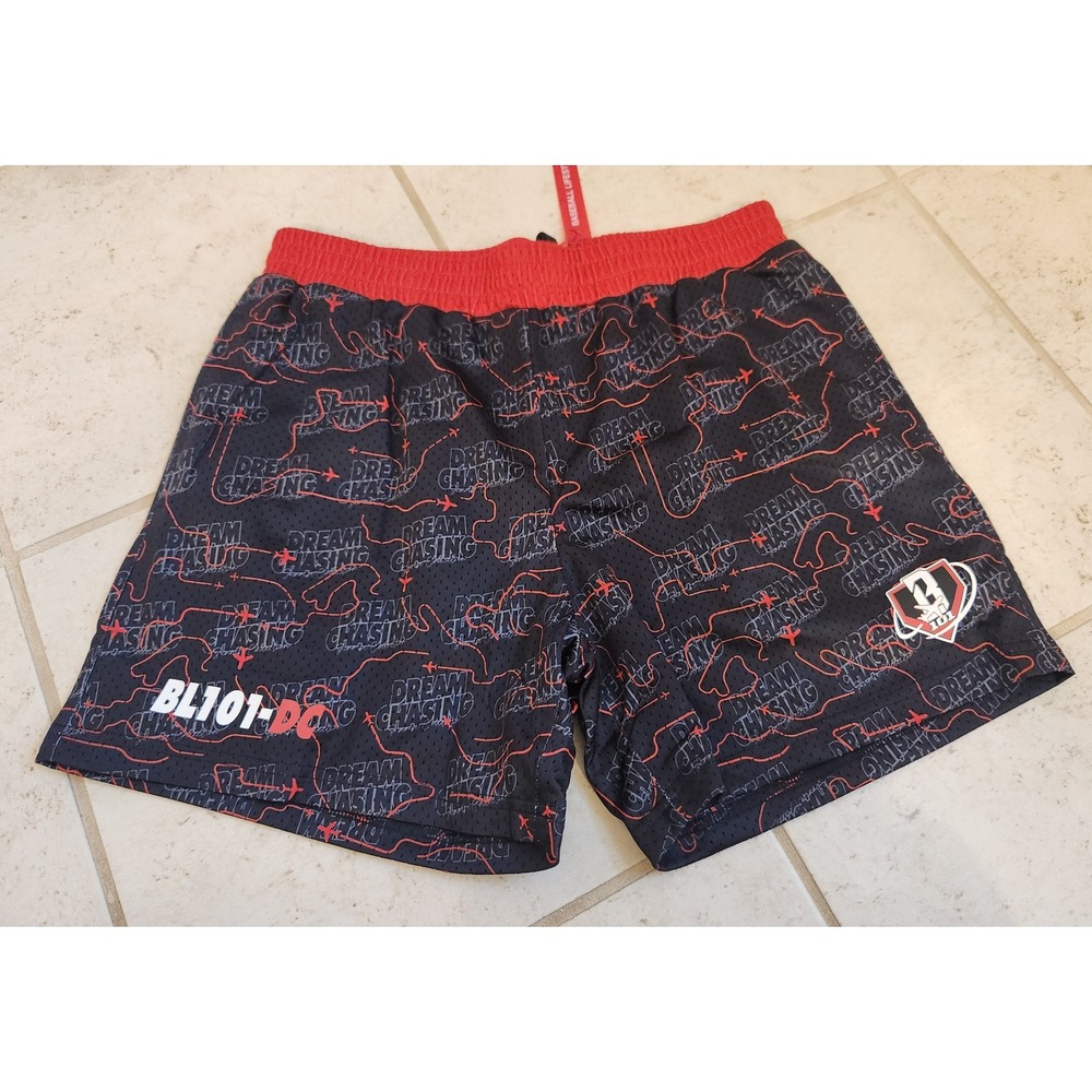 Baseball Lifestyle 101 Dream Chaser Mesh Shorts Black Red Mens Small